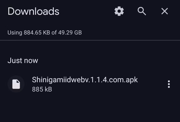Shinigami ID 7 Folder Downloads dengan file APK